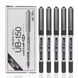 uni-ball签字笔 三菱中性笔水笔黑 UB-150直液式走珠笔 UB150 0.5mm黑色 10支整盒